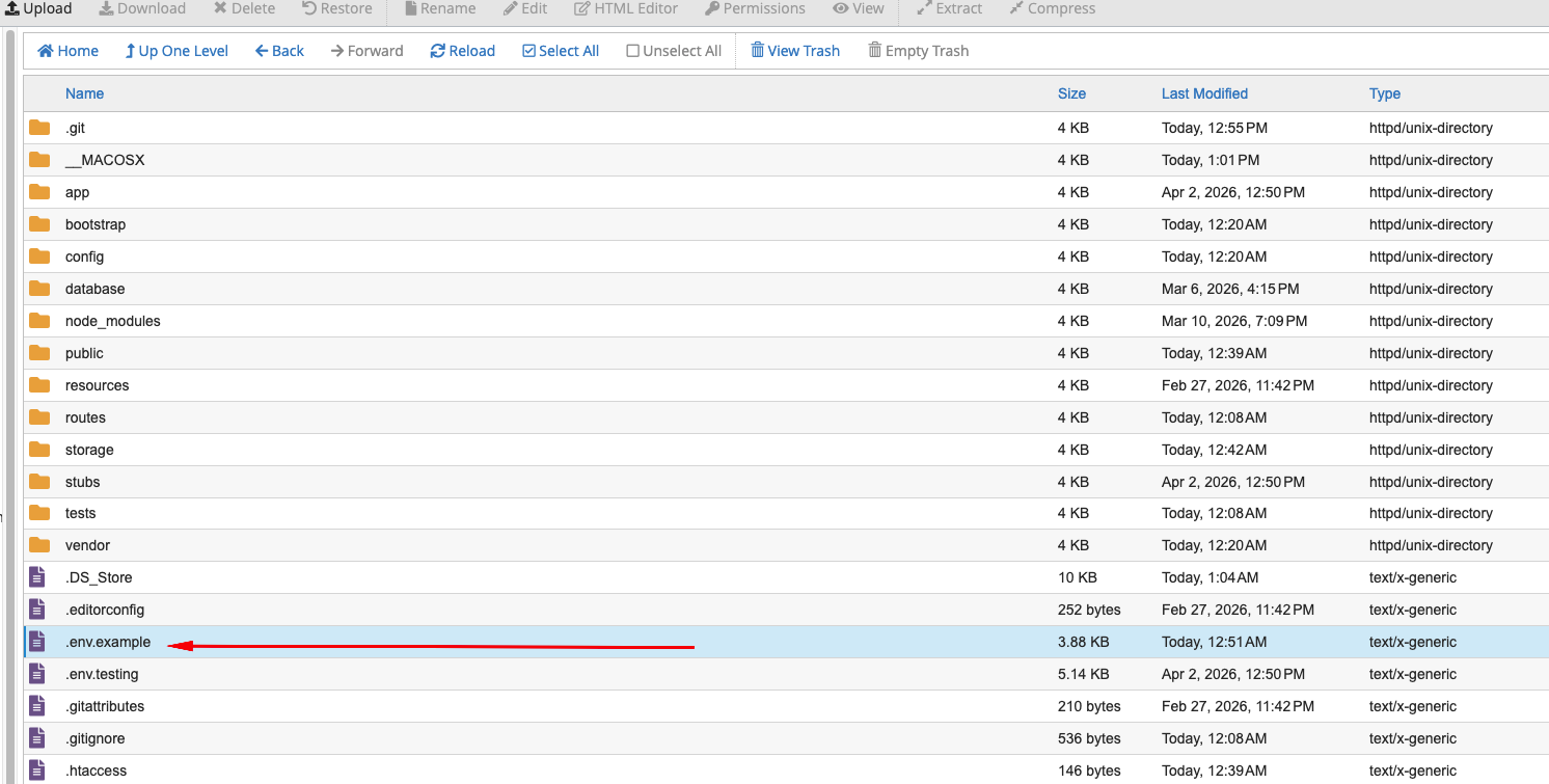 Rename .env.example Step 1