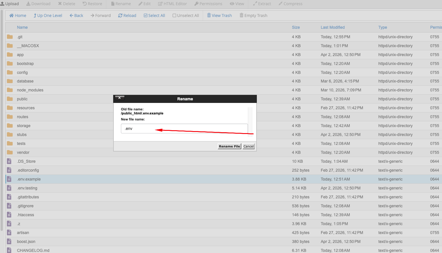 Rename .env.example Step 2