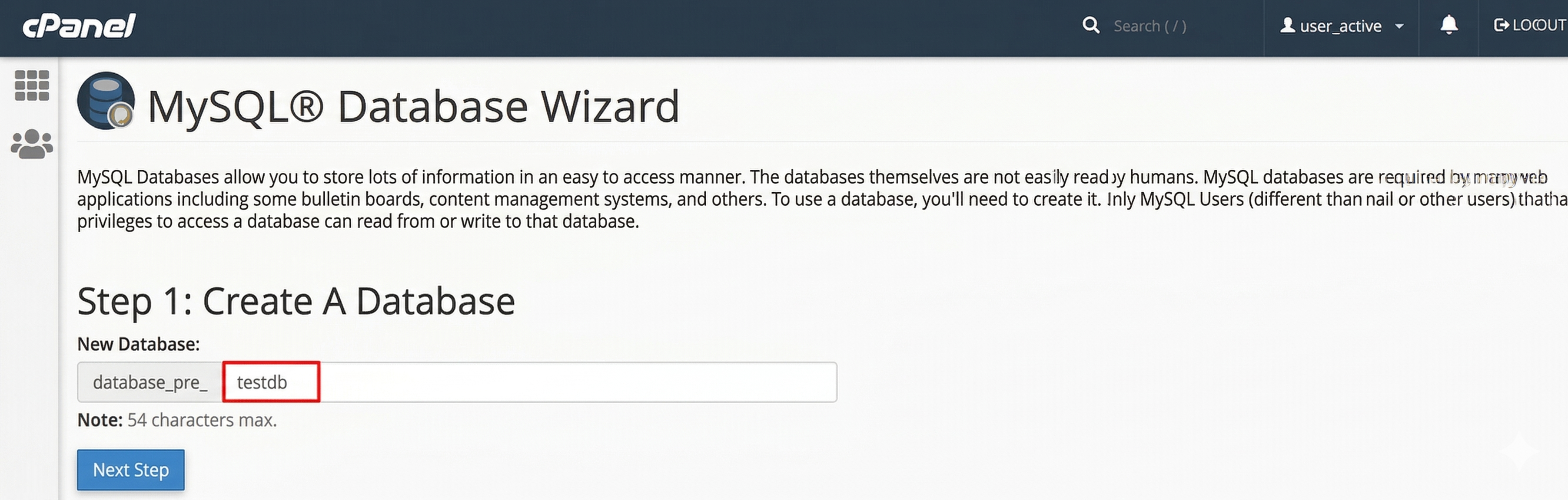 Create Database Name